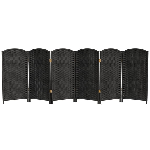 Red Lantern 3 ft. Short Diamond Weave Fiber Folding Screen - Black - 6 Panel