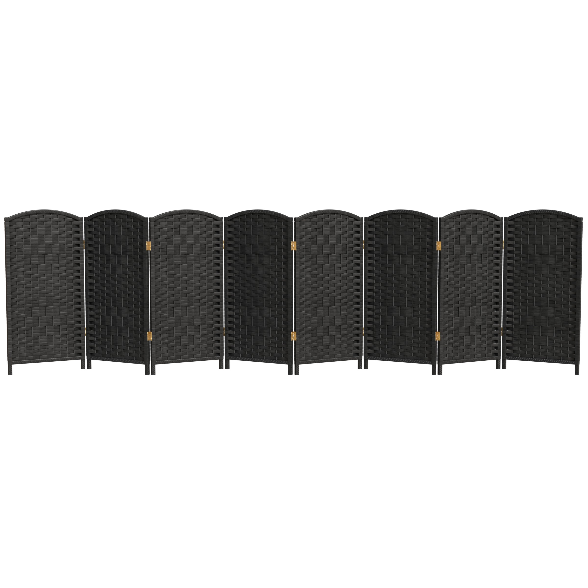 Red Lantern 3 ft. Short Diamond Weave Fiber Folding Screen - Black - 8 Panel