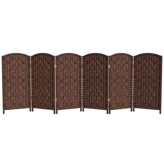 Red Lantern 3 ft. Short Diamond Weave Fiber Folding Screen - Dark Mocha - 6 Panel