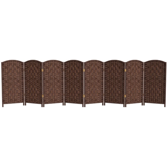 Red Lantern 3 ft. Short Diamond Weave Fiber Folding Screen - Dark Mocha - 8 Panel