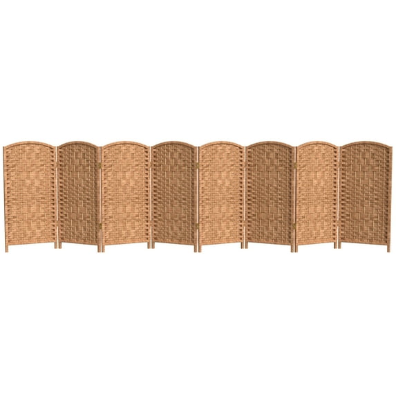 Red Lantern 3 ft. Short Diamond Weave Fiber Folding Screen - Natural - 8 Panel