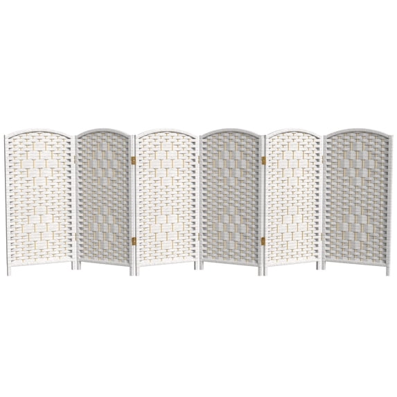 Red Lantern 3 ft. Short Diamond Weave Fiber Folding Screen - White - 6 Panel