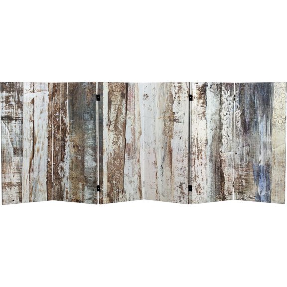 3 ft. Short Double Sided Winter Woods Canvas Folding Screen 6 Panel Freestanding Partition and Separator for Modern and Contemporary Bedroom, Home Office, Studio, Dorm, Apartment