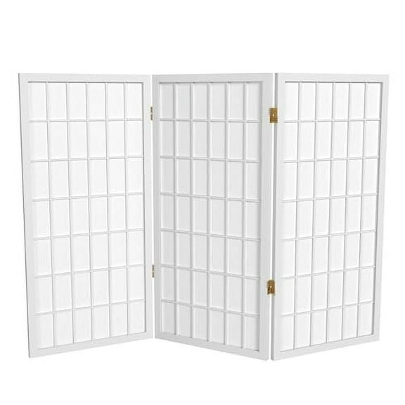 3 ft. Short Window Pane Shoji Screen - White - 3 Panels