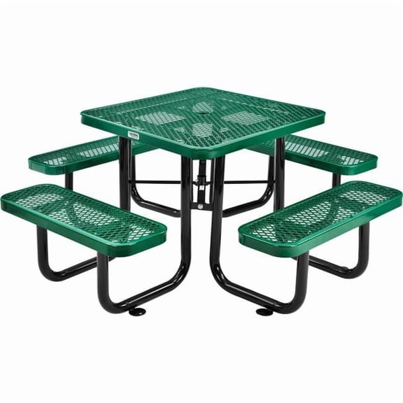 3 ft. Square Outdoor Steel & Expanded Metal Picnic Table, Green