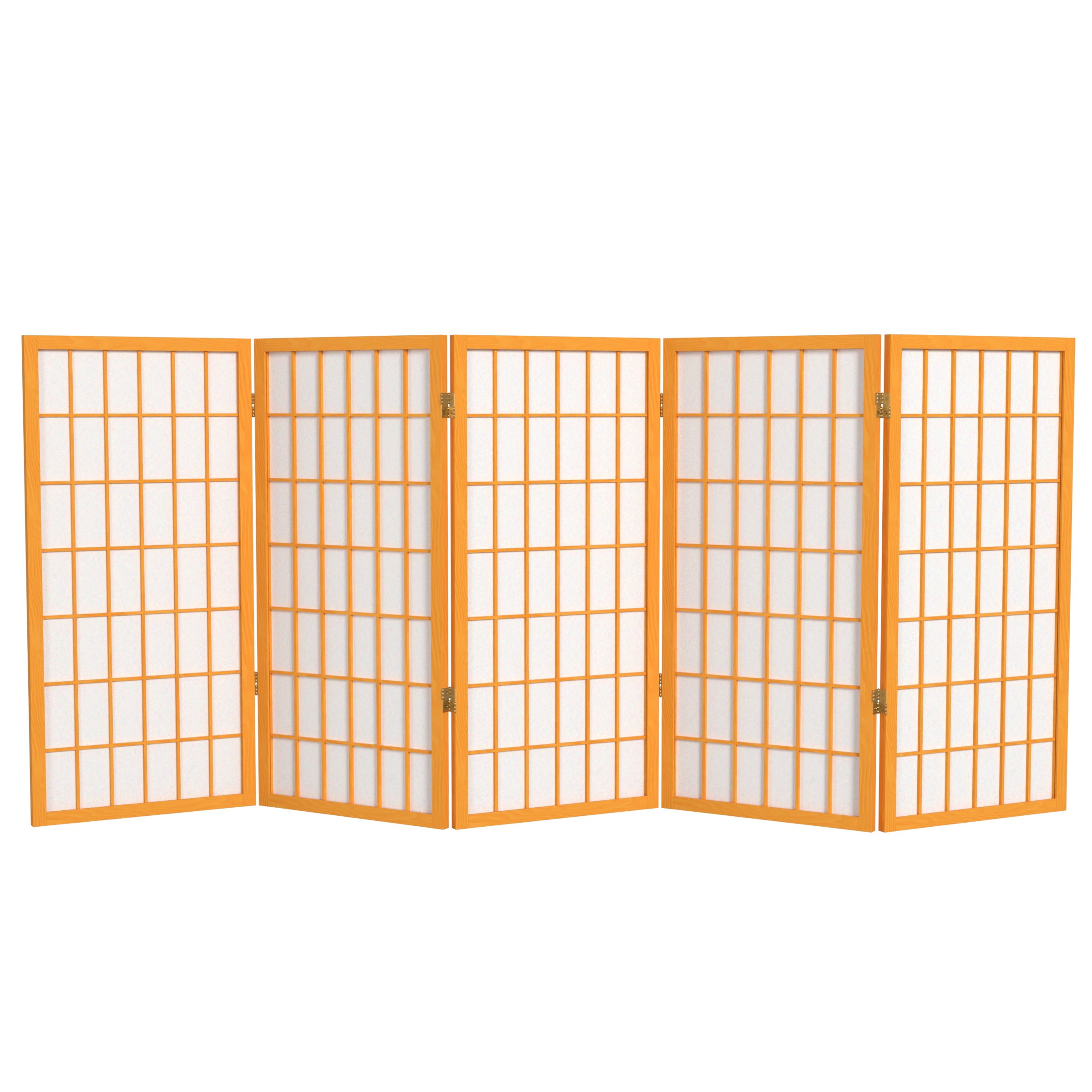 3 ft. Tall Classic Japanese Window Pane Lattice Privacy Screen - Honey - 5 Panels