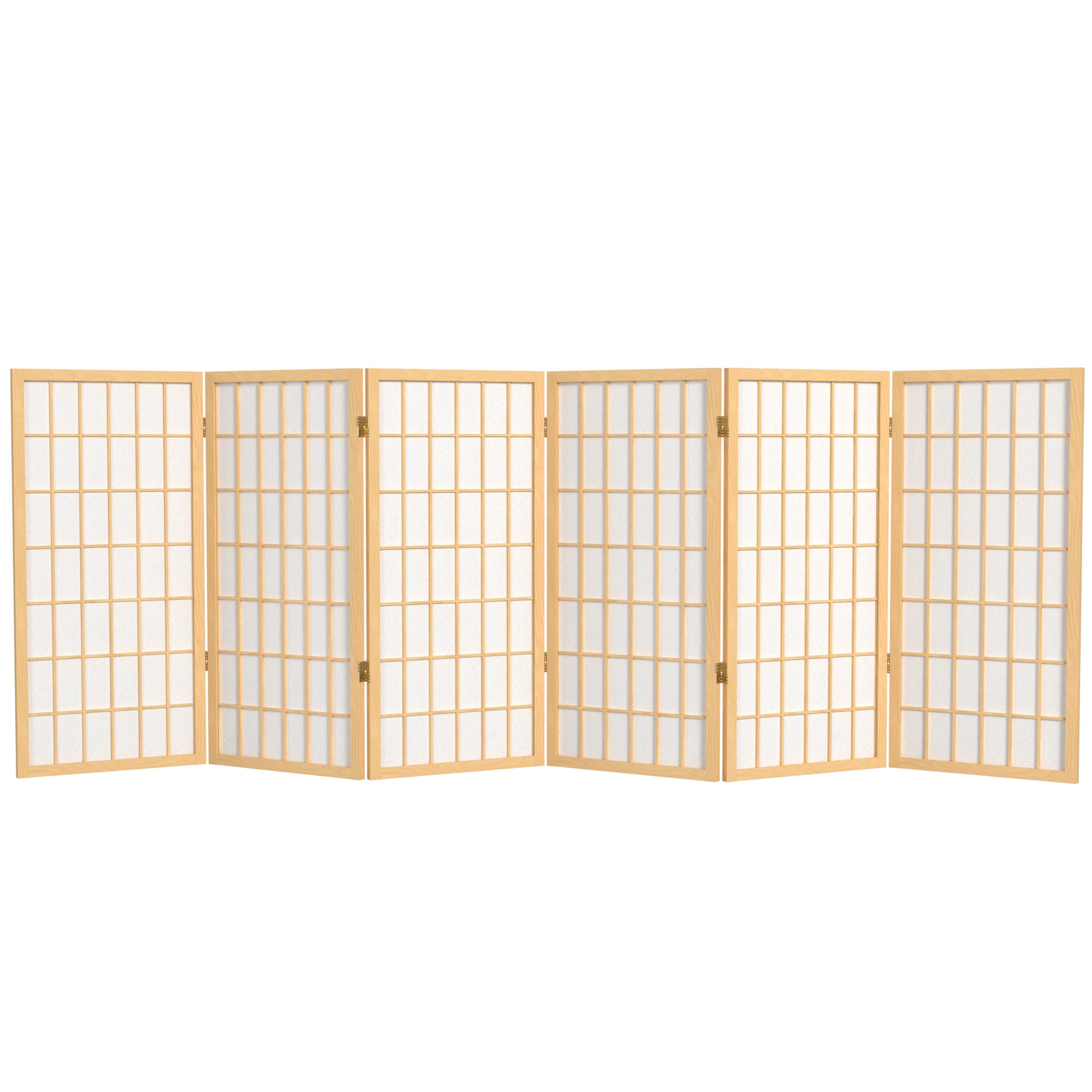 3 ft. Tall Classic Japanese Window Pane Lattice Privacy Screen - Natural - 6 Panels