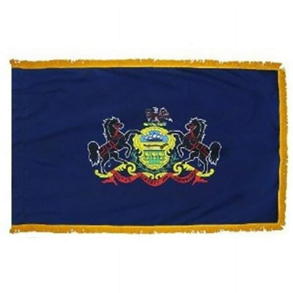 3 ft. x 5 ft. Indoor and Parade Colonial Nyl-Glo Pennsylvania Flag with Fringe