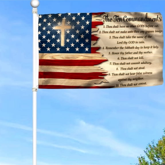 3 ft x 5 ft Polyester God's Ten Commandments American Grommet Outdoor Flag