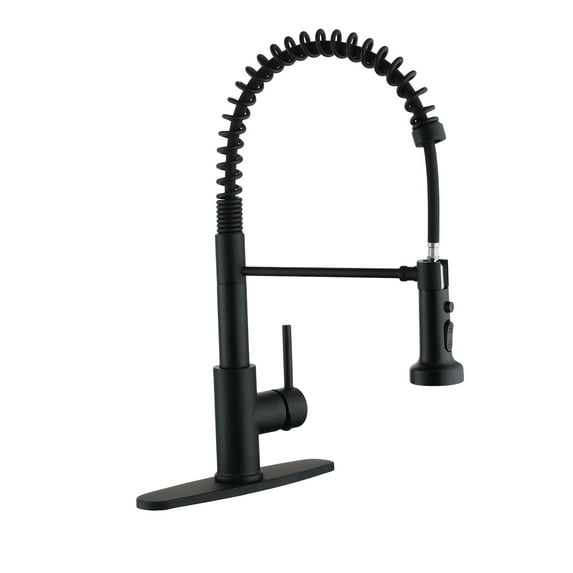 Boyel Living 3-function Kitchen Faucet Under The Pull Down Spout,Single Handle Kitchen Sink Faucets with Base Plate Suit to 1 or 3 Holes Matte Black