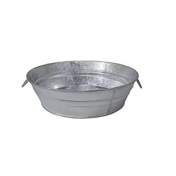3 gal Hot Dipped Steel Low Flat Tub, Silver