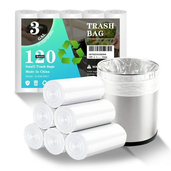 3 Gallon Small Trash Bags 120 Bathroom Garbage Bag Suitable for Home, Kitchen and Office Fits 2-3 Gallon Trash Cans