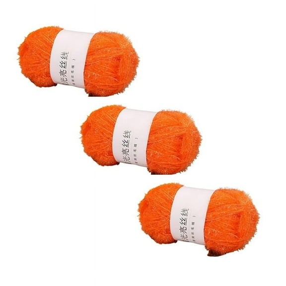 Glass yarn DIY hand-woven doll gold yarn Braided bright yarn Orange,3 * glass silk wool,Orange