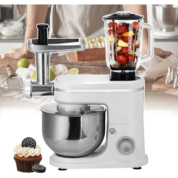 3-in-1 1500W Multifunctional Food Processor with 6L Blender, Professional Stand Mixer & Mincer, Juicer & Grinder for Pasta, Vegetables, Smoothies & Cooking