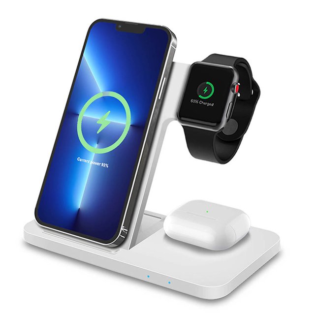 3 in 1 15W Fast Wireless Charger Qi Charging Dock Station For iPhone 14