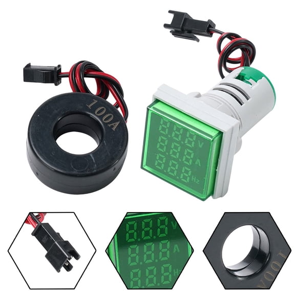 3-in-1 22mm digital voltmeter ammeter60-500V AC 0-100AHz current frequency meter