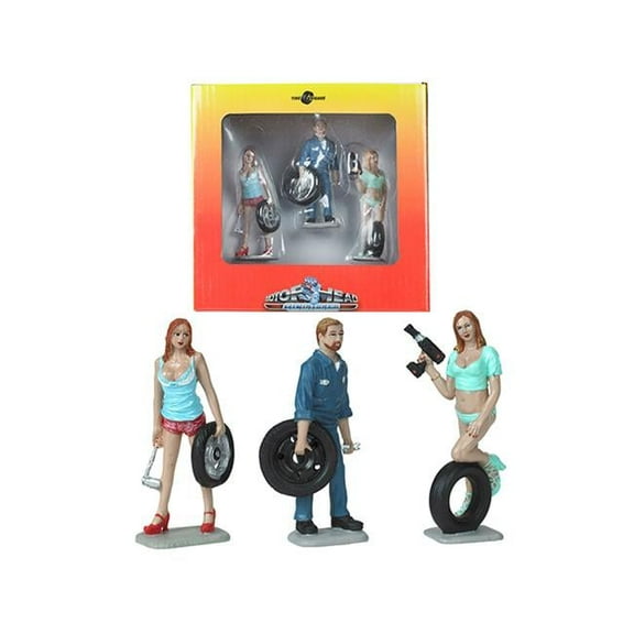 3 in. 1-24 Scale Michelle, Meg & Gary Tire Brigade Figurine Set - 3 Piece