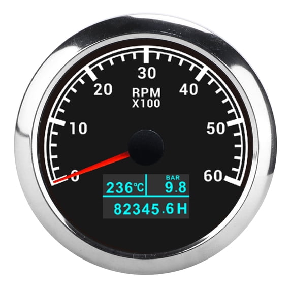 3-in-1 6000RPM Universal Engine Tachometer Gauge Water Temp Oil Pressure Hour Meter IP67 10 in / 25.4 cm