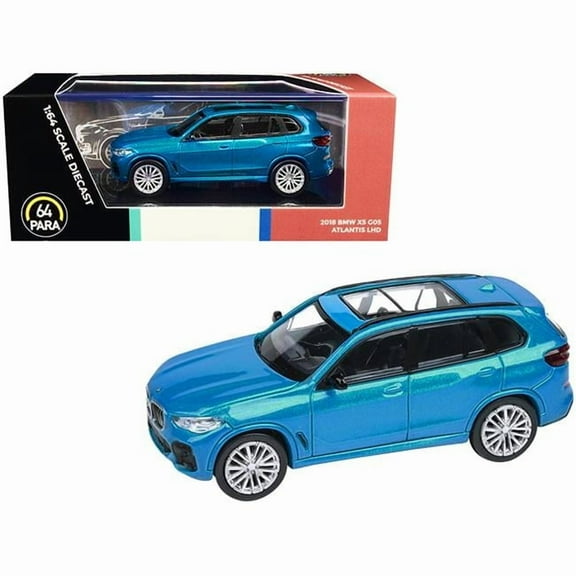 3 in. 1-64 Scale 2018 BMW X5 G05 with Sunroof Atlantis Diecast Model Car, Metallic Blue