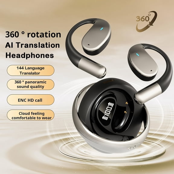 3-in-1 AI Translation Earbuds, 144 Languages Real-Time Translator Headset, Two-Way Wireless Earbuds with HD Sound for iOS/Android, Ideal for Travel, Business, Learning, Sports