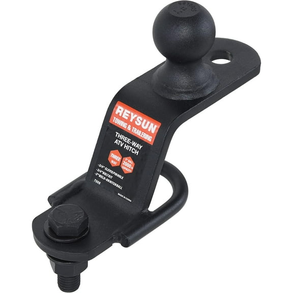 3 in 1 ATV/UTV Trailer Hitch Adapter with 2 inch Trailer Ball, 3 Way ATV Attachment, Fastener Kit Included