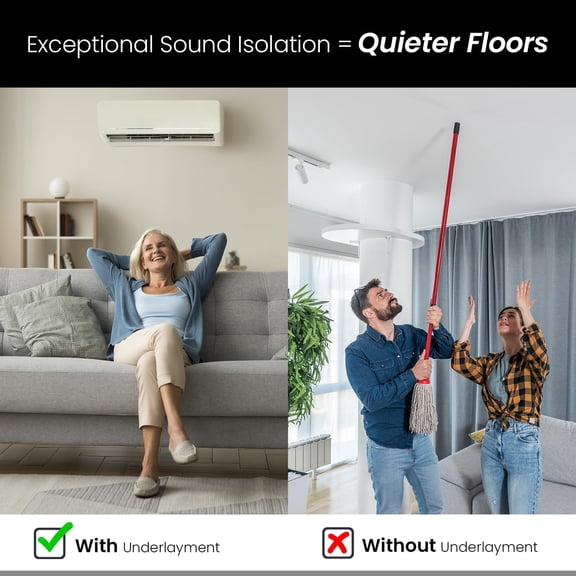 3-in-1 Acoustic Premium Floor Underlayment - 200 sqft Roll - 3mm Thick EPE with Silver Foil Vapor Barrier with Tape - Moisture Barrier, Thermal Insulation, Sound Insulation (Silver Protect)