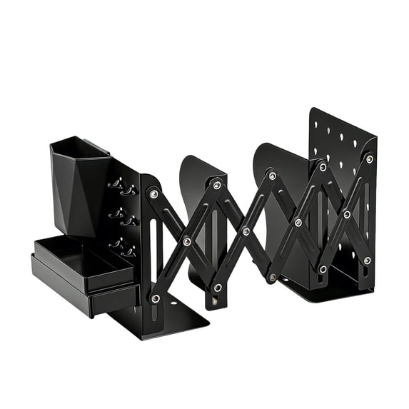 3-in-1 Adjustable Book Stand Storage Container Pen Rest Hook Rack Desktop Organizer for Volumes and Office Items