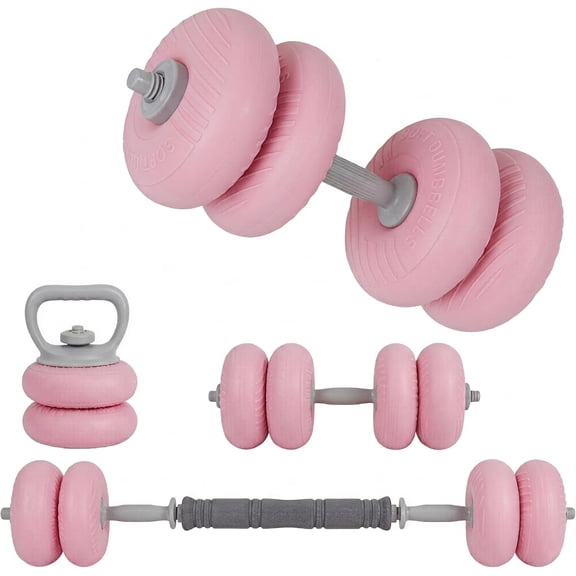 3-in-1 Adjustable Dumbbell Set 13/18/22/35LB - Soft Shell Weight Set Converts to Barbell & Kettlebell with Connector, -in-1  Gym Strength  Equipment for Men & Women