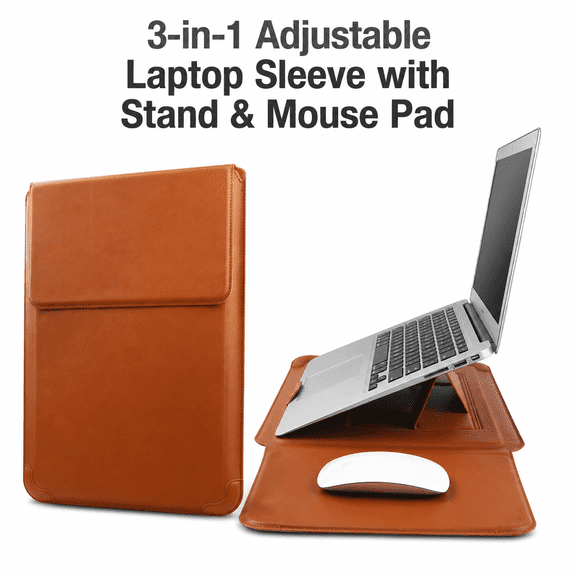 3‑in‑1 Adjustable Laptop Sleeve, Protective Case with Ergonomic Stand & Built‑in Mouse Pad for 11‑16 Inch Laptops