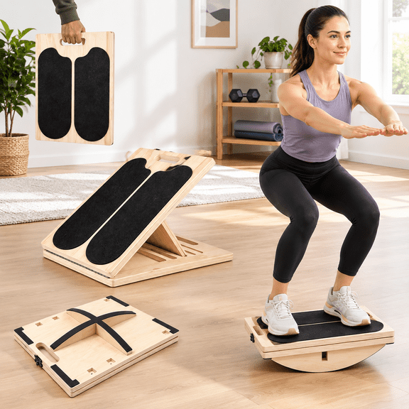 3-in-1 Adjustable Slant Stretch Balance Board for Fitness and
