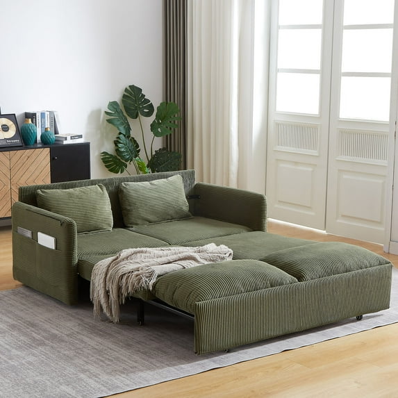 Soft Corduroy 2-Seat Sleeper Sofa | Comfortable Seating and Easy Conversion for Home
