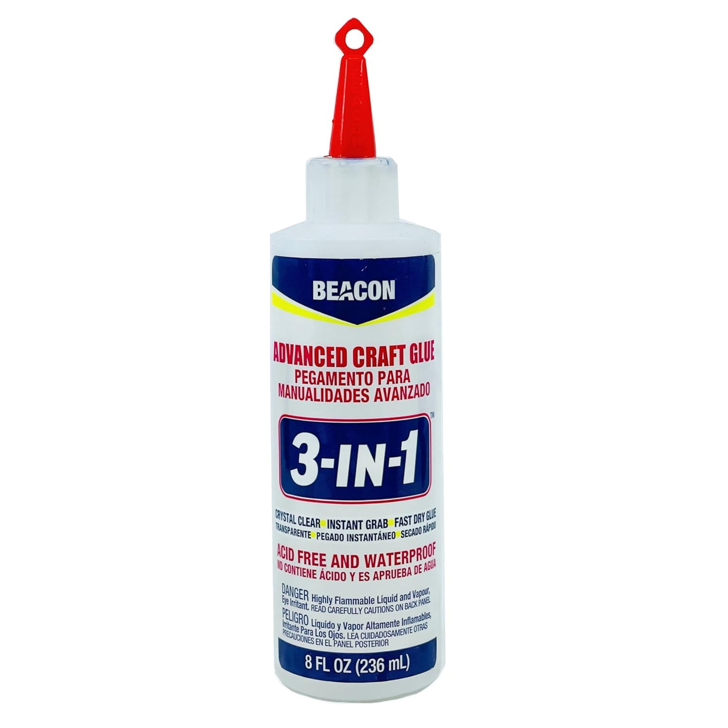 3-in-1 Advanced Craft Glue - Fast-Drying, Crystal Clear Adhesive for Wood, Ceramics, Fabrics, and More, 8-Ounce