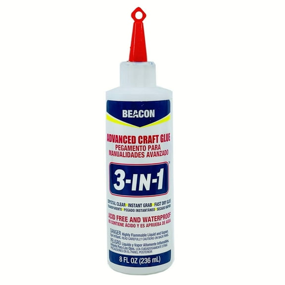 3-in-1 Advanced Craft Glue - Fast-Drying, Crystal Clear Adhesive for Wood, Ceramics, Fabrics, and More, 8-Ounce