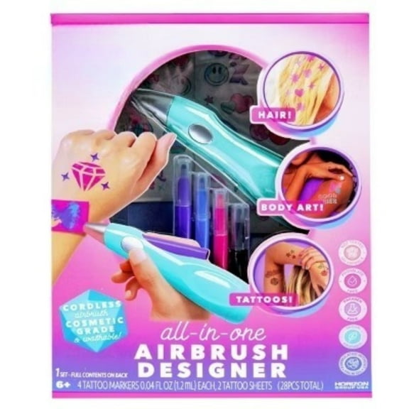 3-in-1 Airbrush Designer: Craft Activity Kit for Kids, Includes Stencils & Markers