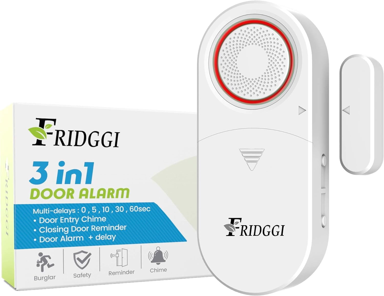 3-in-1 Alarm - Door Left Open Alarm, Doors Chime with Delay, 0/5/10/30 ...