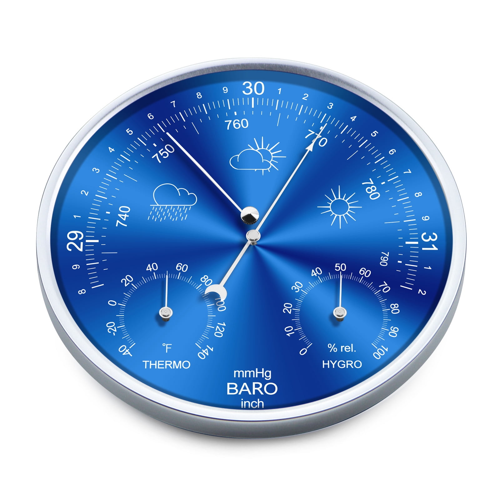 3-in-1 All-Season Wall Hanging Thermometer, Barometer, Hygrometer | Accurate Weather Station for Home and Office | Fahrenheit Edition in/Outdoor