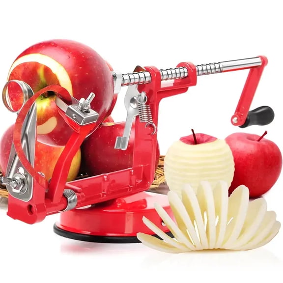 3-in-1 Apple Peeler Slicer Corer, Manual Rotary Fruit Peeling Machine with Hand Crank Design, Multifunctional Apple Cutter for Peeling, Slicing and Coring, Kitchen Tool