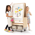thumbnail image 1 of 3-in-1 Art Easel for Kids Double-Sided Board Easel with Wheels and Storage Bags Adjustable Height Easel for Toddlers Magnetic Chalkboard & Whiteboard,Grey, 1 of 12