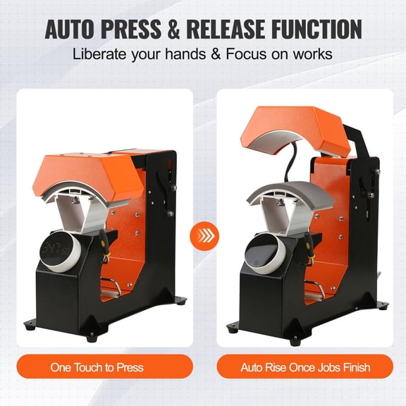 3-in-1 Auto Hat Heat Press with 3pcs Interchangeable Platens(6.6"x2.7",6.6"x3.8",6.1"x3"),Automatic Release&Press Knob-Style Digital Control Panel Tested to UL Standards