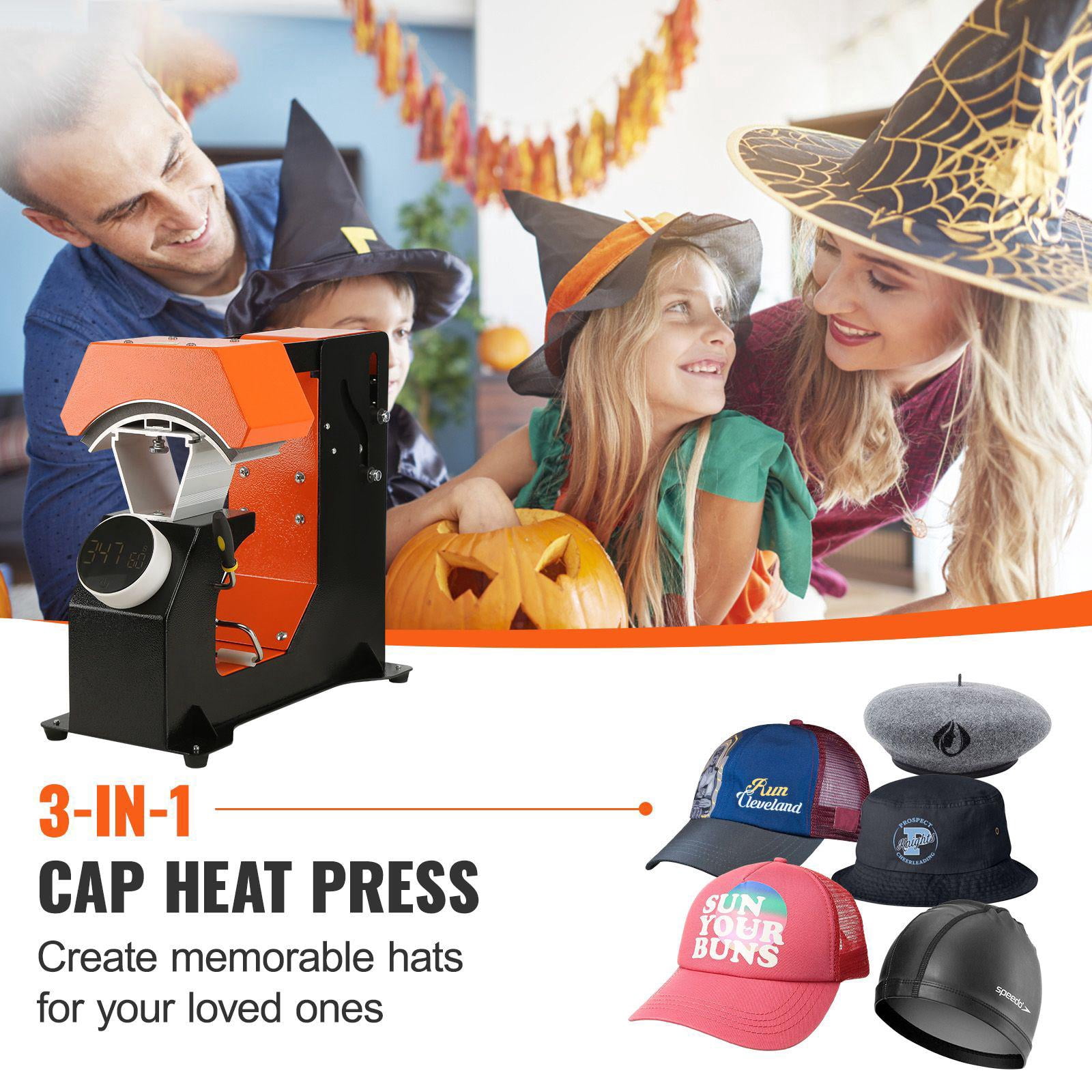 3 in 1 Automatic Hat Heat Press Machine with Interchangeable Plates 6.6x2.7 6.6x3.8 6.1x3 Inches UL Certified Digital Control Panel