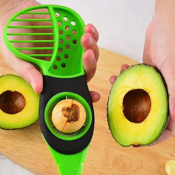 3-in-1 Avocado Slicer - Plastic Avocado Peeler, Pitter & Scooper Tool for Guacamole - Easy Split, Pit & Slice - Non-Slip Grip - Dishwasher Safe - Armying Green Kitchen Gadget, 7.59x3.22x0.59in