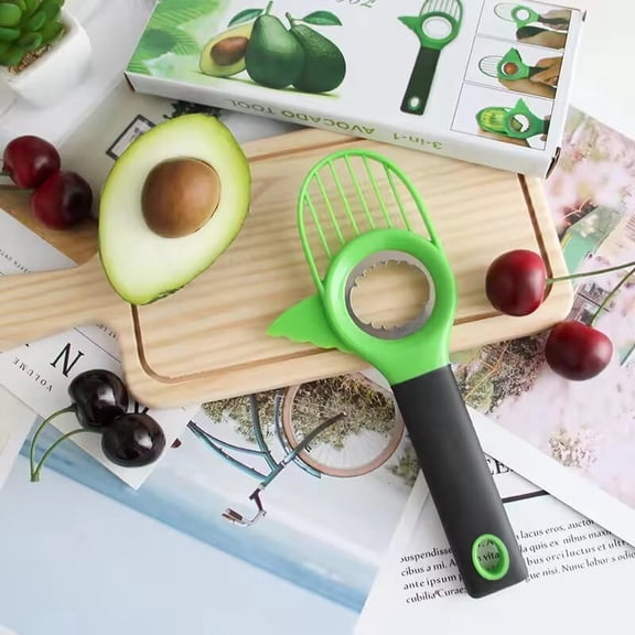 3-in-1 Avocado Slicer, Remove Pit, Slice & Scoop Tool, No Knife Needed, Ideal for Salad, Guacamole, Toast, Dishwasher Safe