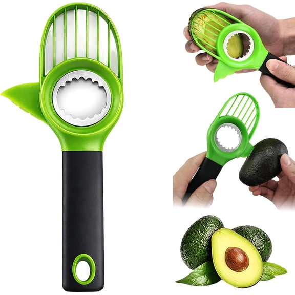 3-in-1 Avocado Slicer Tool, Multi-Function Splitter Pitter Cutter, Silicone Comfort-Grip Handle Avocado Peeler for Kitchen (1PC)