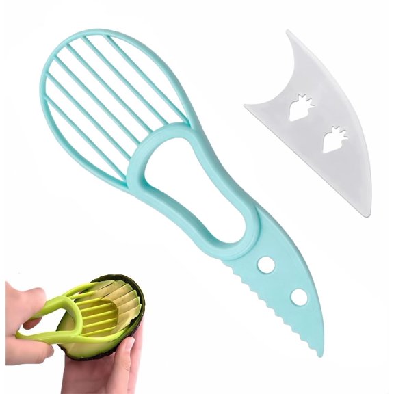 3-in-1 Avocado Slicer Tool, Plastic Kitchen Gadget with Fruit Corer, Multipurpose Ergonomic Kitchen Gadget for Hassle-Free Preparation - Dishwasher Safe(Blue)