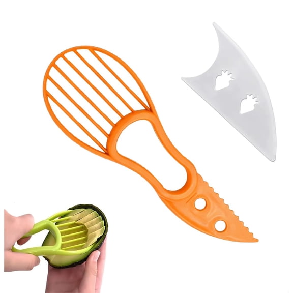 3-in-1 Avocado Slicer Tool, Plastic Kitchen Gadget with Fruit Corer, Multipurpose Ergonomic Kitchen Gadget for Hassle-Free Preparation - Dishwasher Safe(Orange)