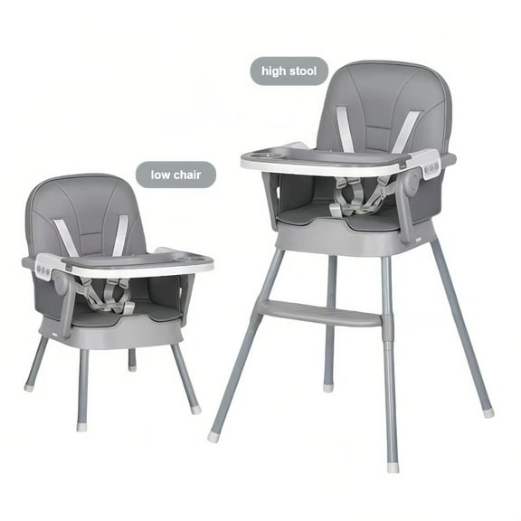 3-in-1 Baby High Chair & Baby Feeding Chairs & Baby scooter with Portable Dining Chairs for 0-36 Months,Steel Pipes,Gray
