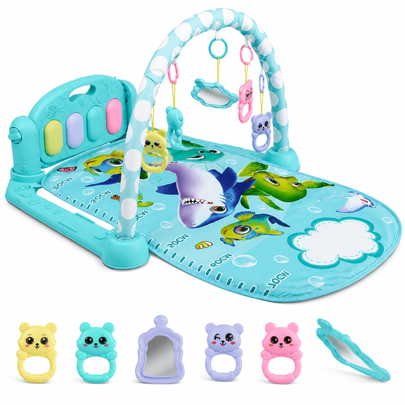 3-in-1 Baby Play Mat & Activity Gym for Infant,Blue