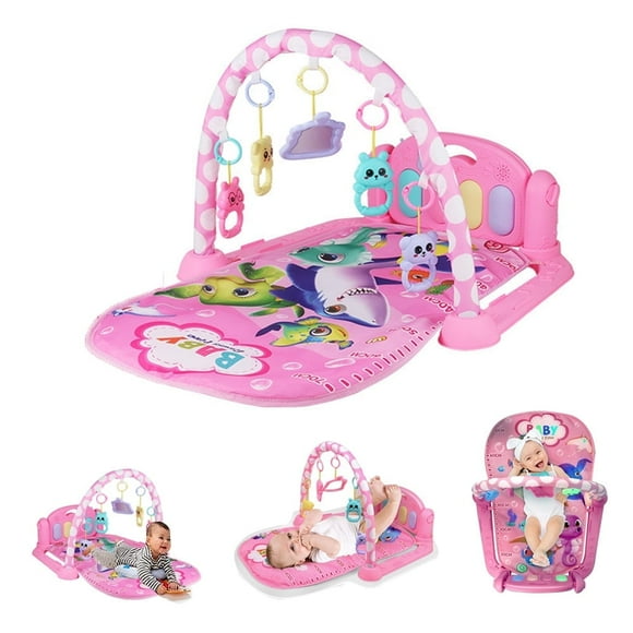 3-in-1 Baby Play Mat & Activity Gym for Infant,Kick and Play Piano Play Gym ,Musical Activity Fitness Gym, Newborn+ ,Pink