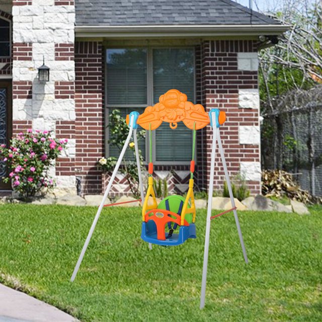 3in1 Baby Swing Set with Stand Toddler, Swing Set with Seat Belt and