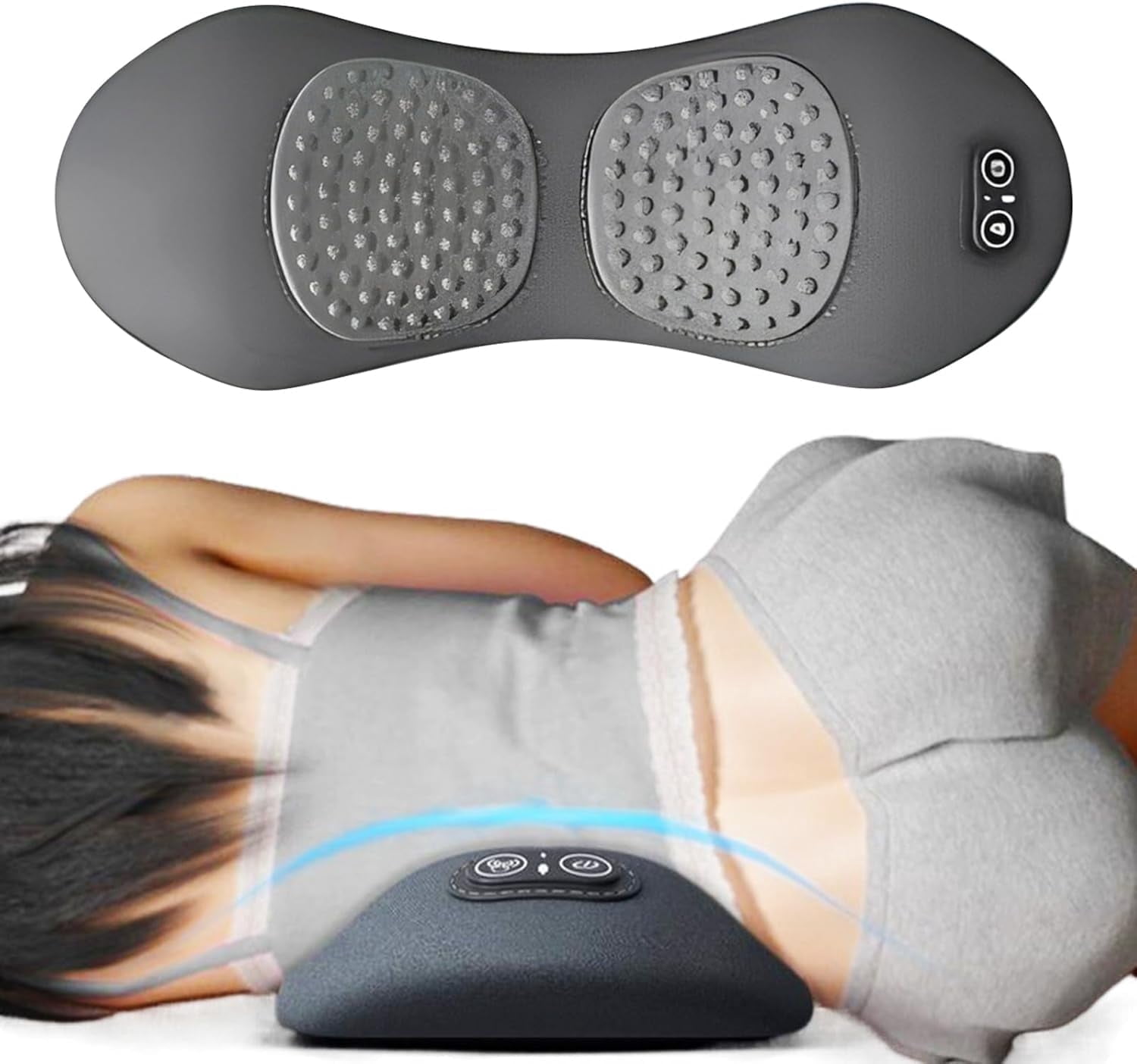 3-in-1 Back Massager, 2025 New Electric 3 in 1 Back Massager with Traction Lifting and Vibration Massage and Heat Compress Against Pain, Backs Massagers for Neck and Shoulder and Backs (Light Gray)